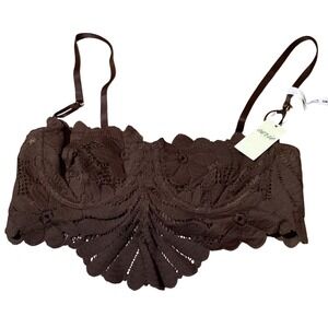 Aerie Brown Lace Balconette‎ Bralette Bra 32B New With Tags